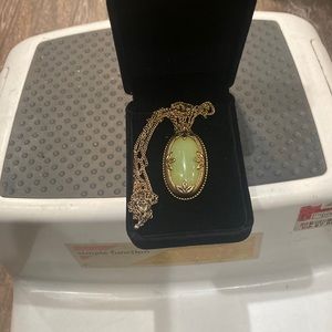 Vintage Chain with the pendant, with green stone.